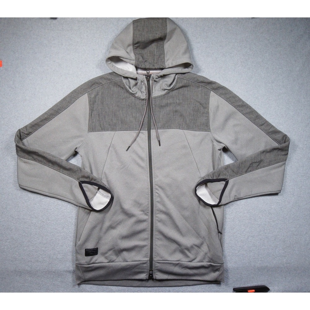 Oakley Hoodie Mens Large Gray Full Zip Sweatshirt Colorblock Mesh Lined Outdoors